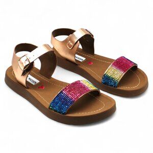Steve Madden Girls Jprobler Metallic Strap Sandals